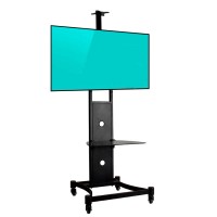 Mobile TV Stand Mount Rolling TV Display Trolley for 32'' to 65'' LCD LED with Wheels Height Adjustable TV Cart